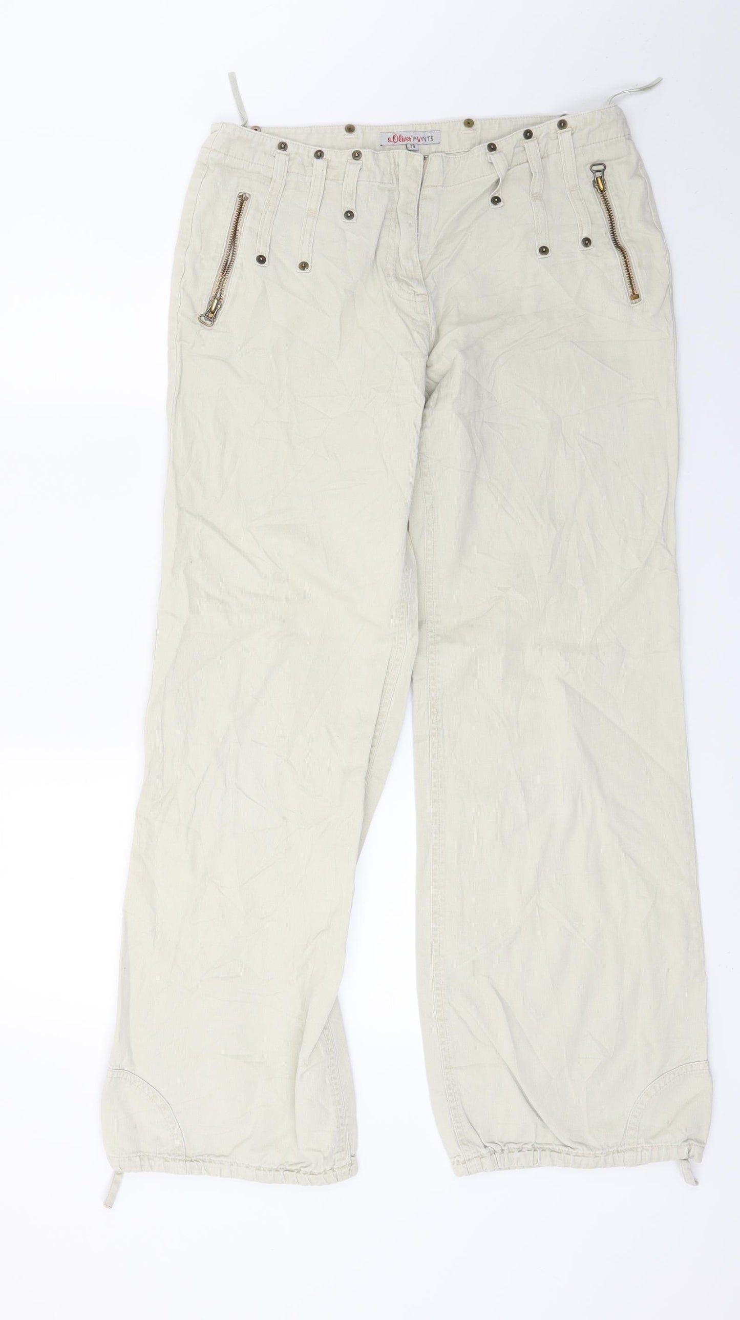 S oliver Womens Beige  Denim Straight Jeans Size 10 L28 in