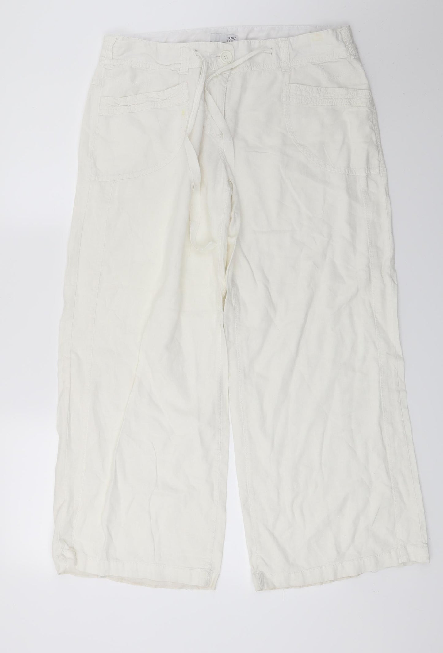 NEXT Womens White   Capri Trousers Size 14 L25 in