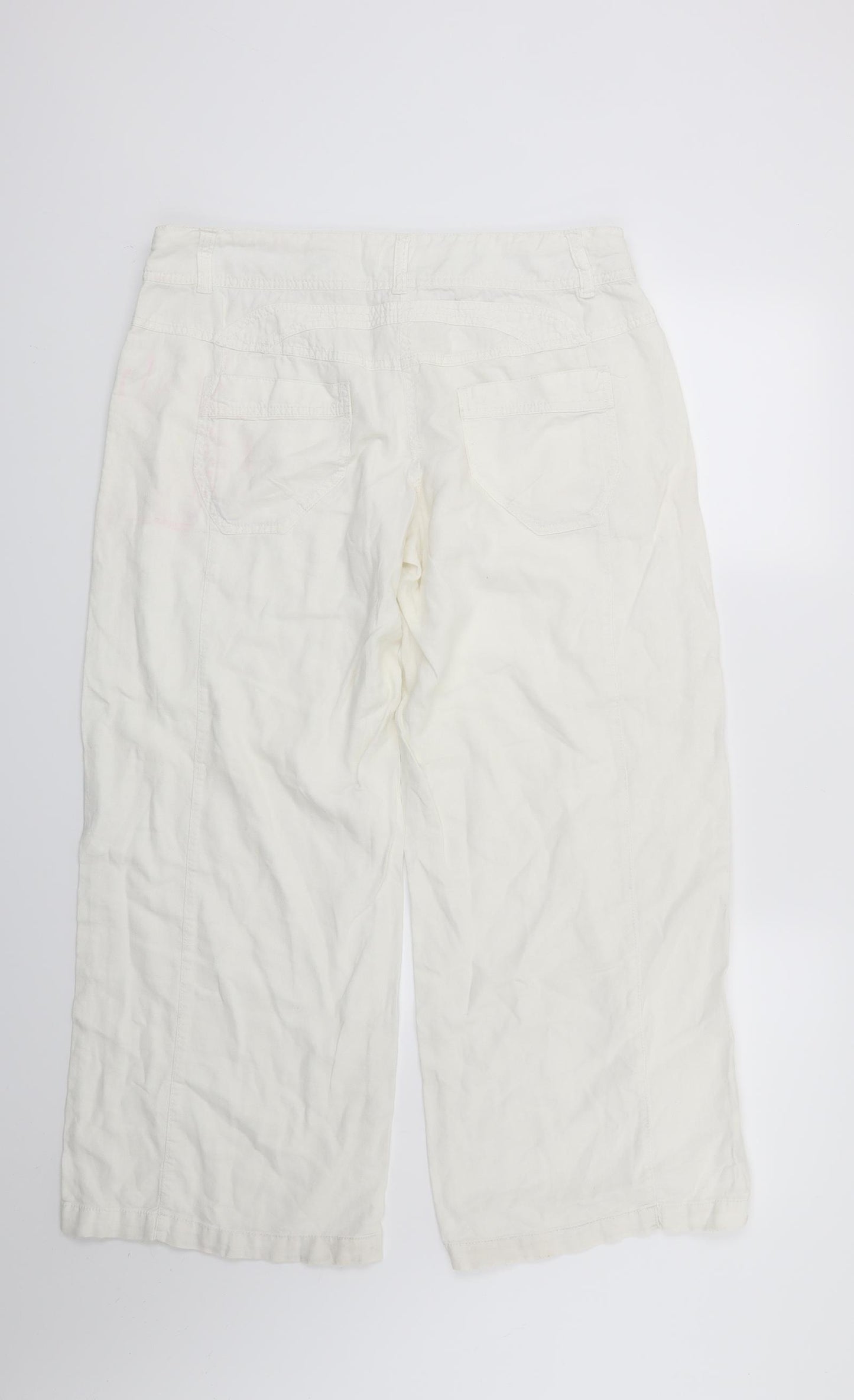 NEXT Womens White   Capri Trousers Size 14 L25 in