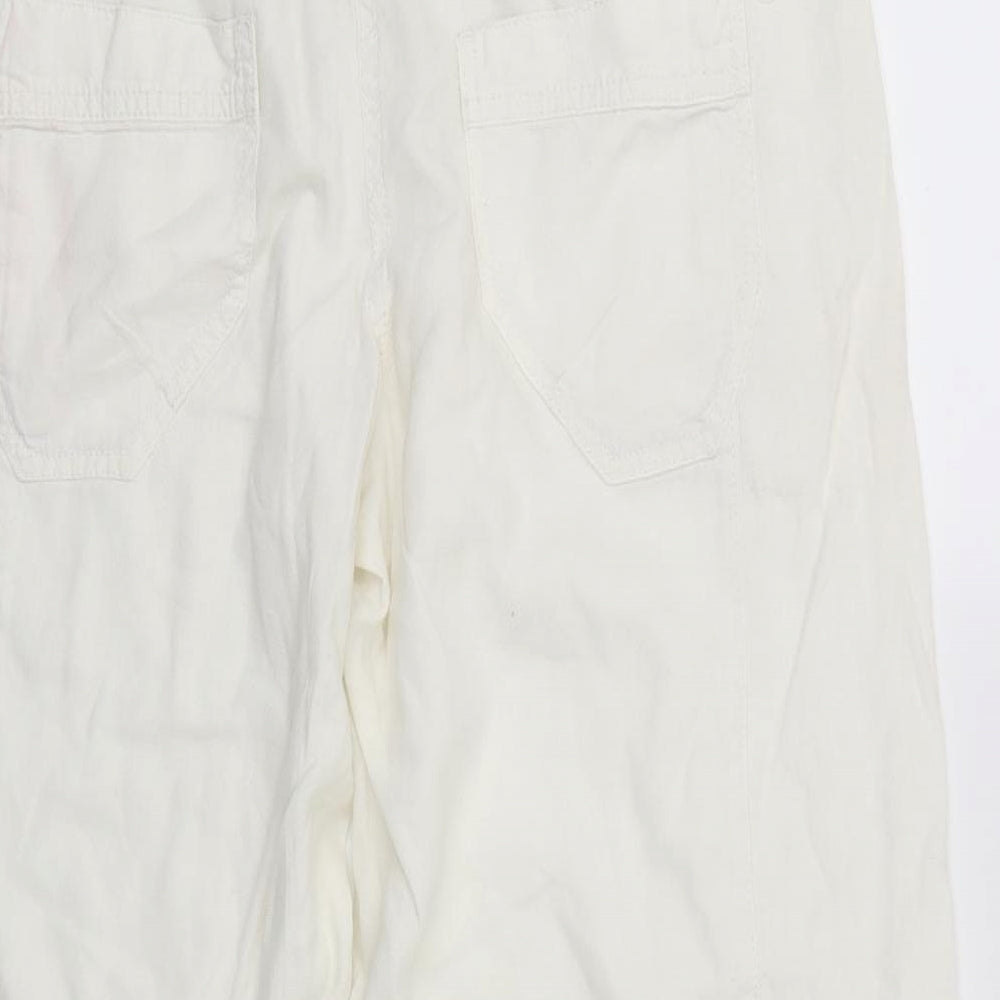 NEXT Womens White   Capri Trousers Size 14 L25 in