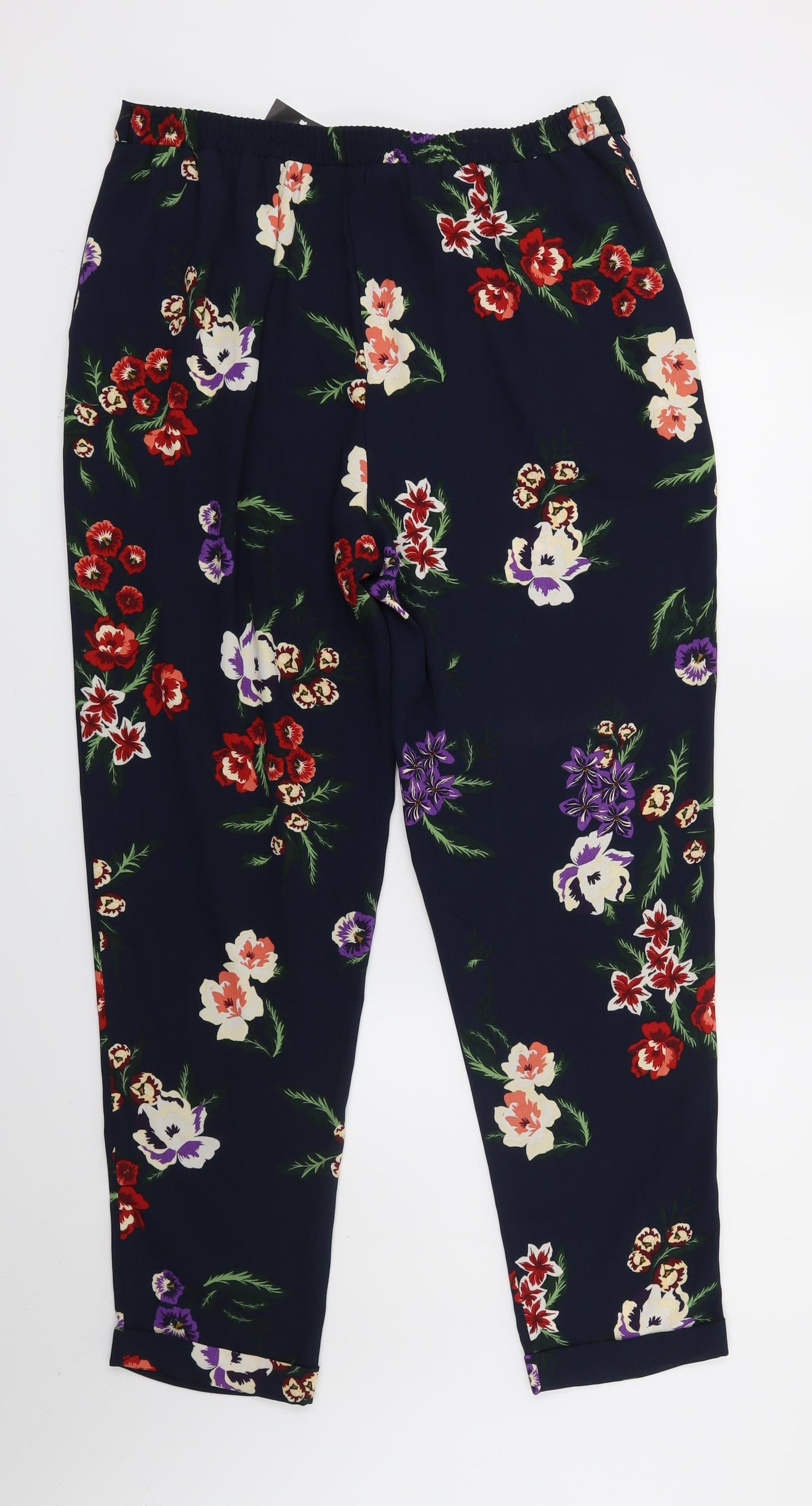 Dorothy Perkins Womens Blue Floral  Trousers  Size 14 L26 in