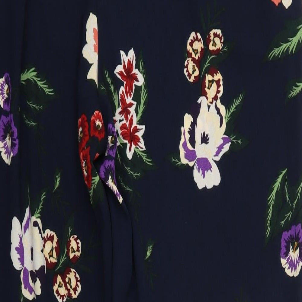 Dorothy Perkins Womens Blue Floral  Trousers  Size 14 L26 in