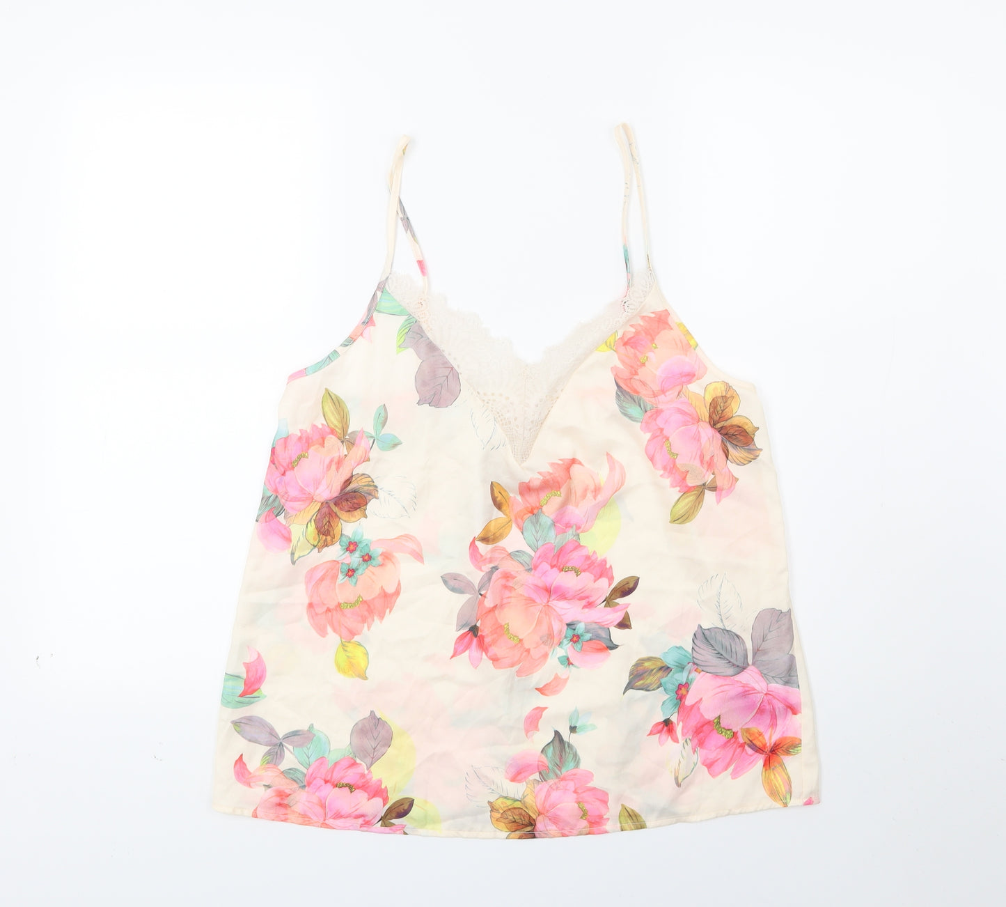Primark Womens Beige Floral  Top Pyjama Top Size 14