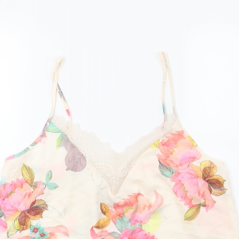Primark Womens Beige Floral  Top Pyjama Top Size 14
