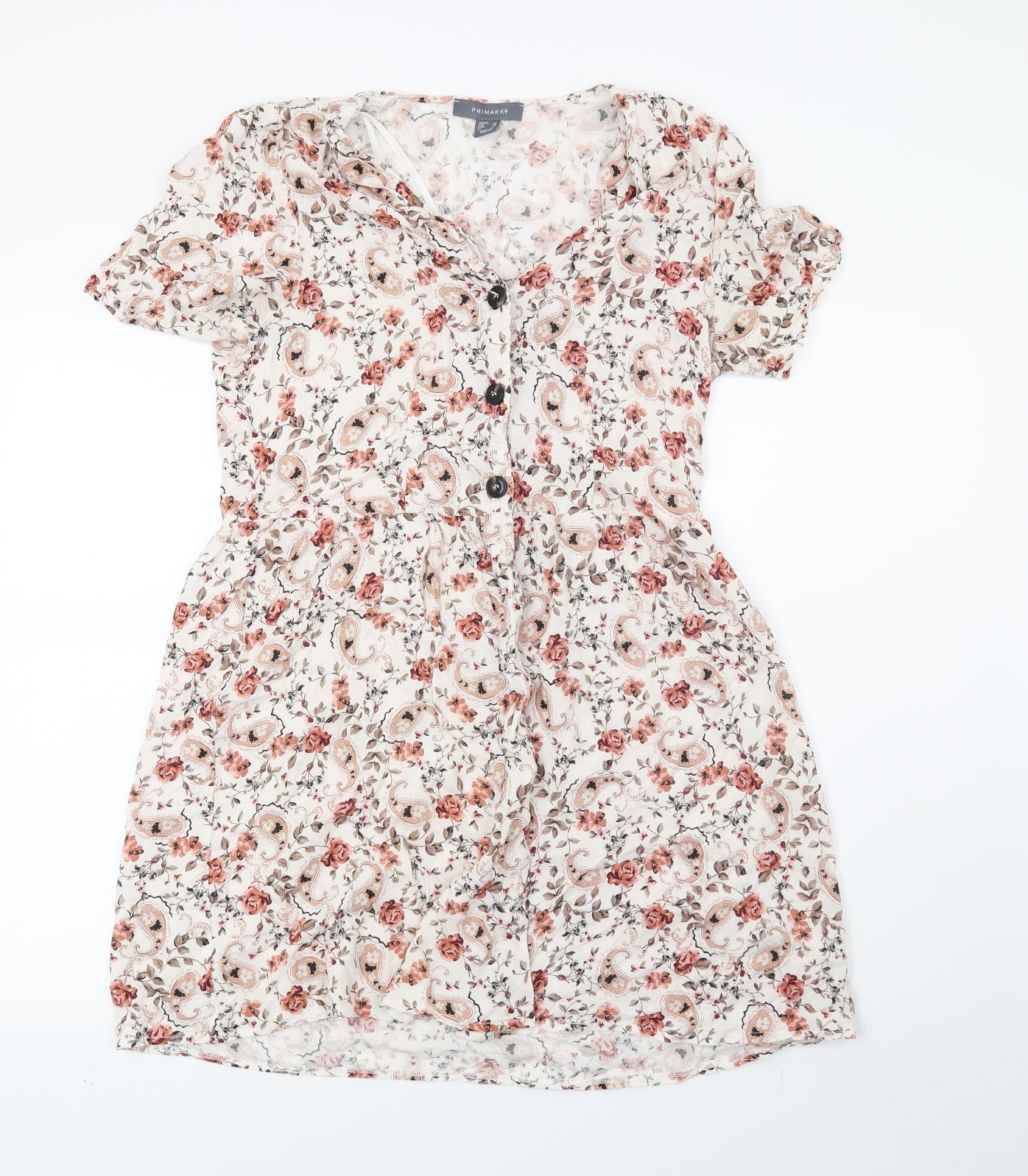 Primark Womens White Floral  A-Line  Size 12