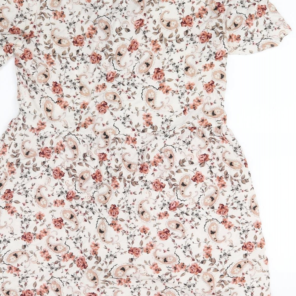 Primark Womens White Floral  A-Line  Size 12