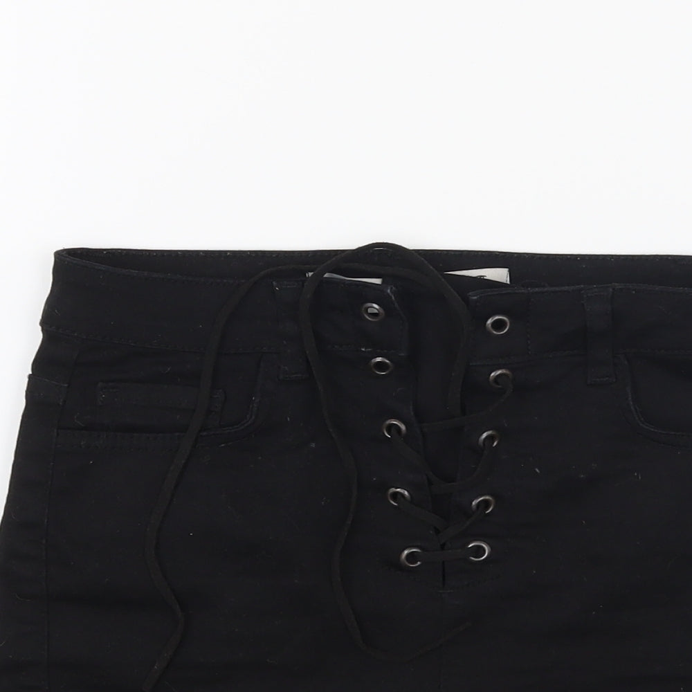 Primark Womens Black  Denim Cut-Off Shorts Size 6