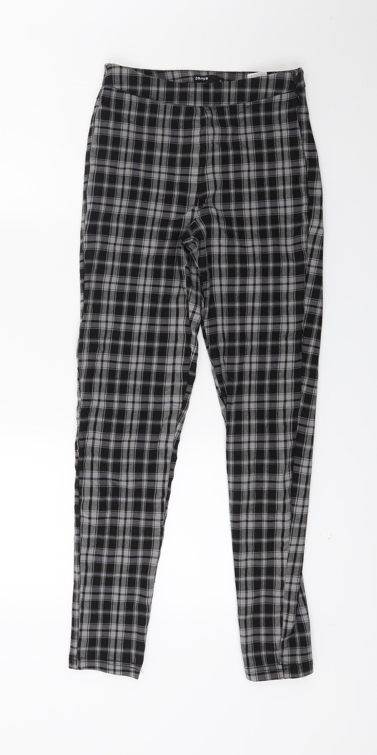 Crop Womens Grey Check  Trousers  Size 6 L25 in