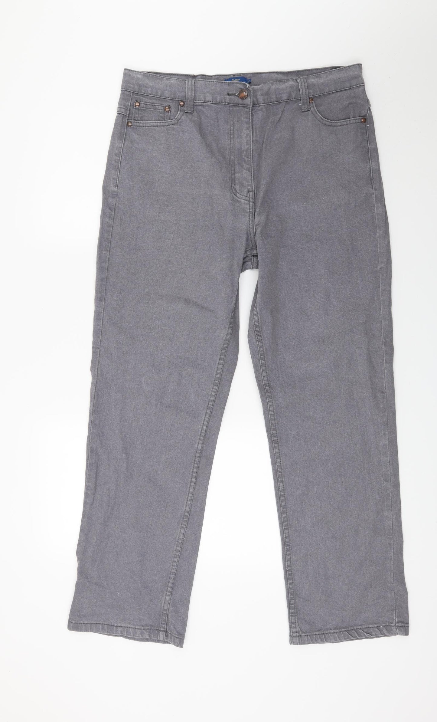 Cotton Traders Womens Grey  Denim Straight Jeans Size 16 L28 in