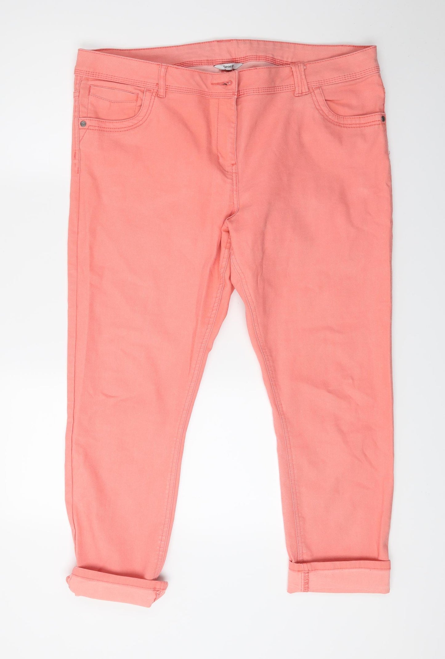 George Womens Red  Denim Capri Jeans Size 18 L22 in