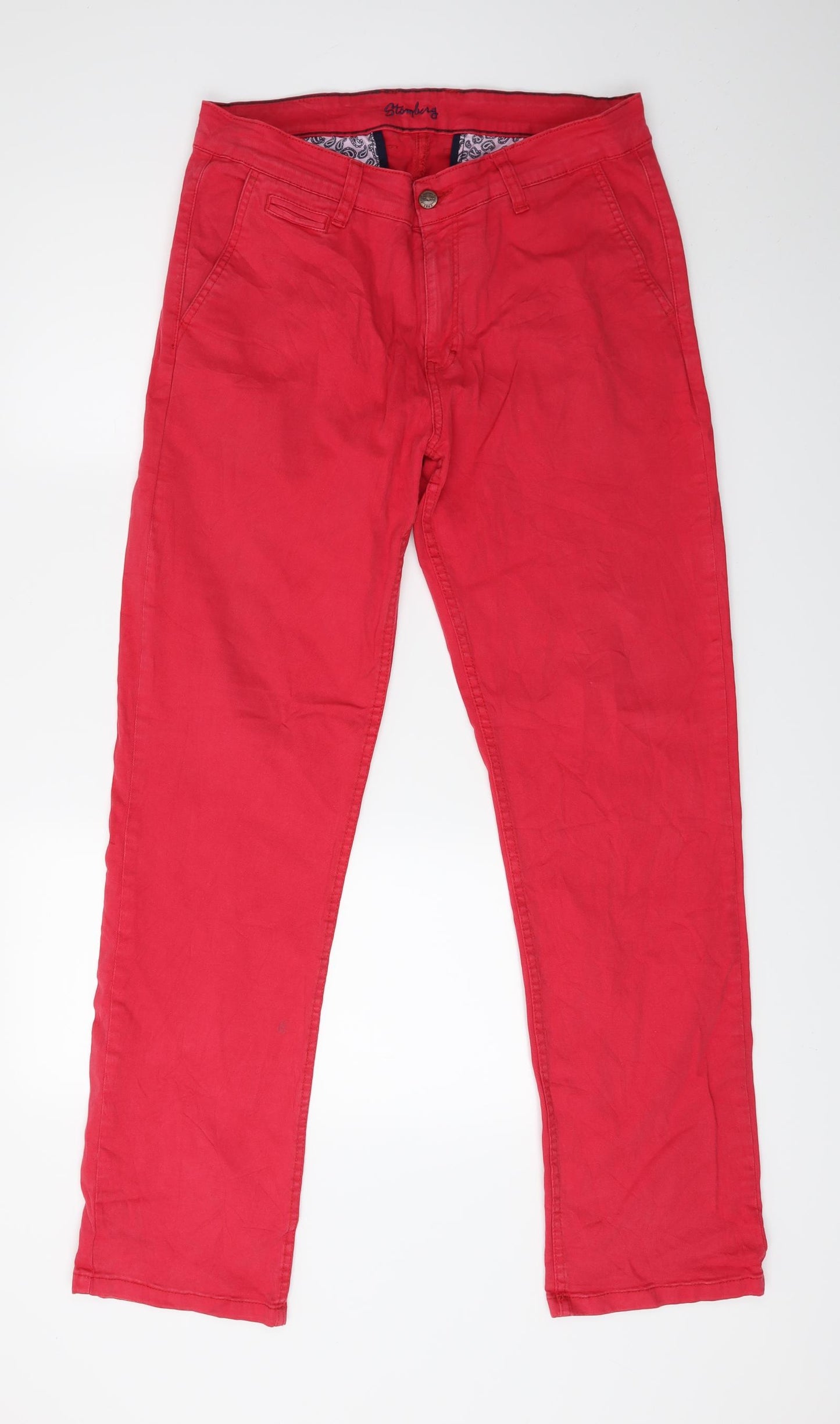 Stompberg Mens Red  Denim Chino Trousers Size 32 in L32 in