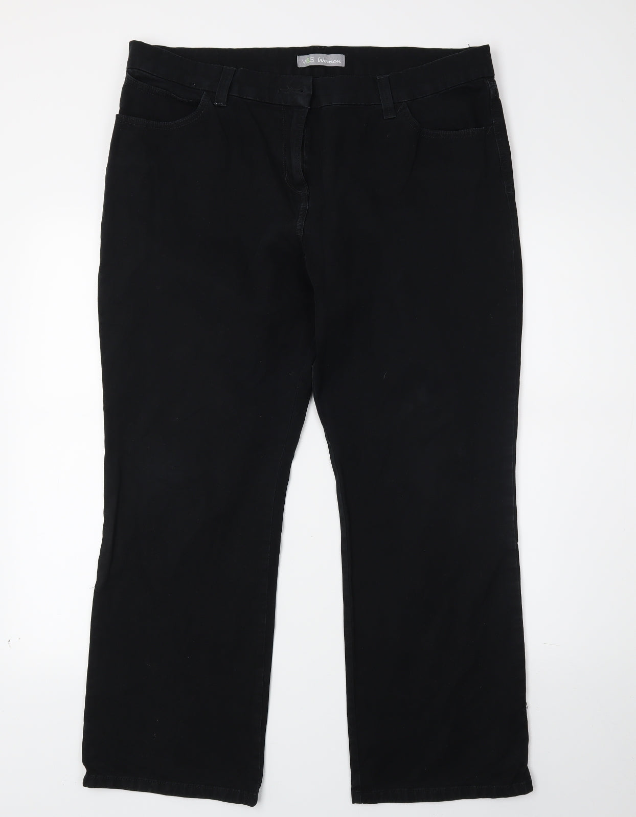Marks and Spencer Womens Black  Denim Straight Jeans Size 18 L25 in