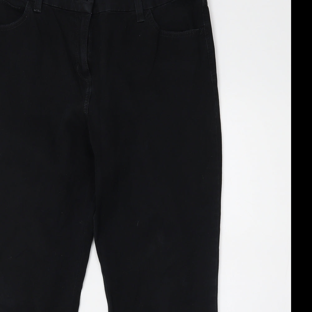 Marks and Spencer Womens Black  Denim Straight Jeans Size 18 L25 in