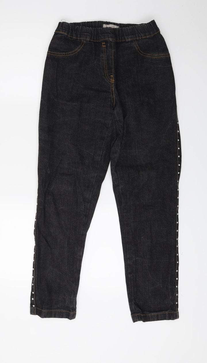 Fabric Womens Black  Denim Skinny Jeans Size 12 L25 in
