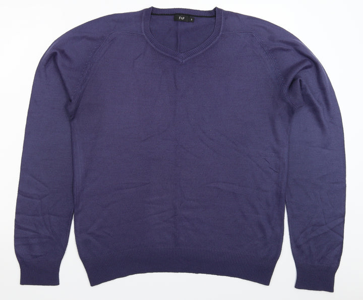 F&F Mens Blue  Knit Pullover Jumper Size S