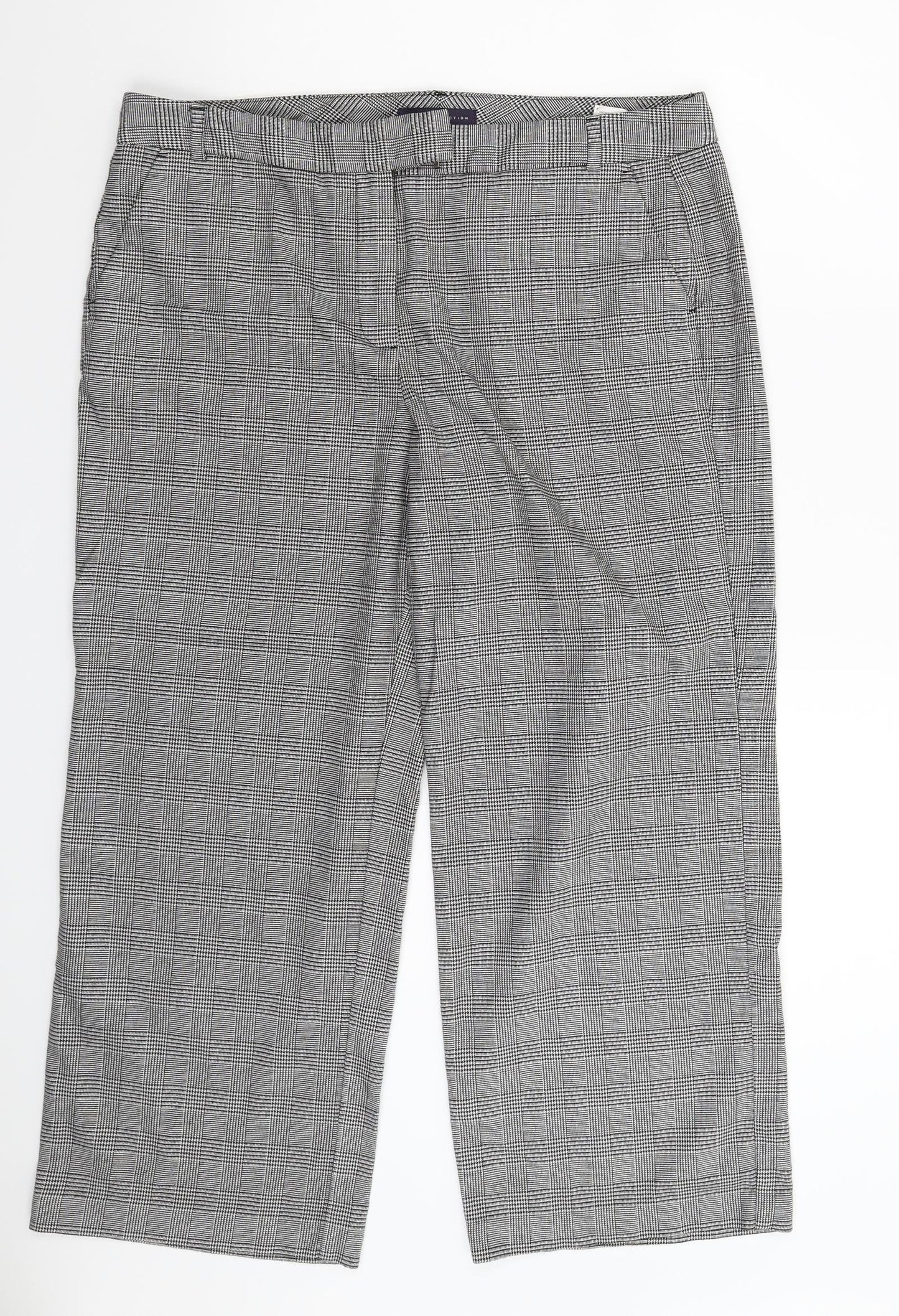 Marks and Spencer Womens Grey Houndstooth  Trousers  Size 16 L26 in