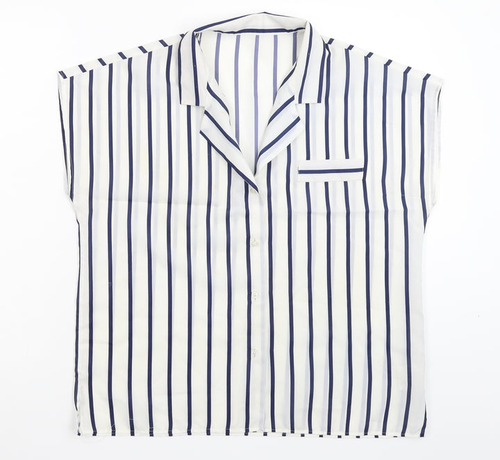 Littlewoods Womens White Striped  Basic Button-Up Size 16