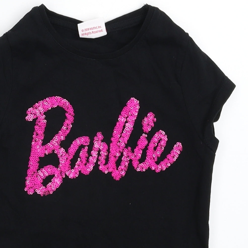 F&F Girls Black   Basic T-Shirt Size 5-6 Years  - Barbie