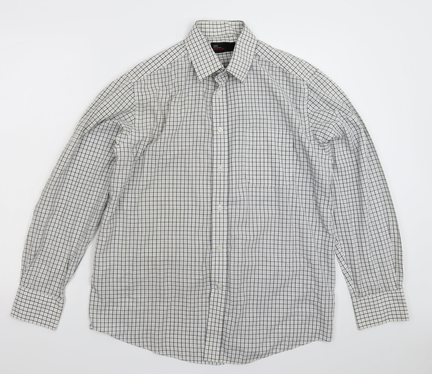 Marks and Spencer Mens White Check   Dress Shirt Size 15.5