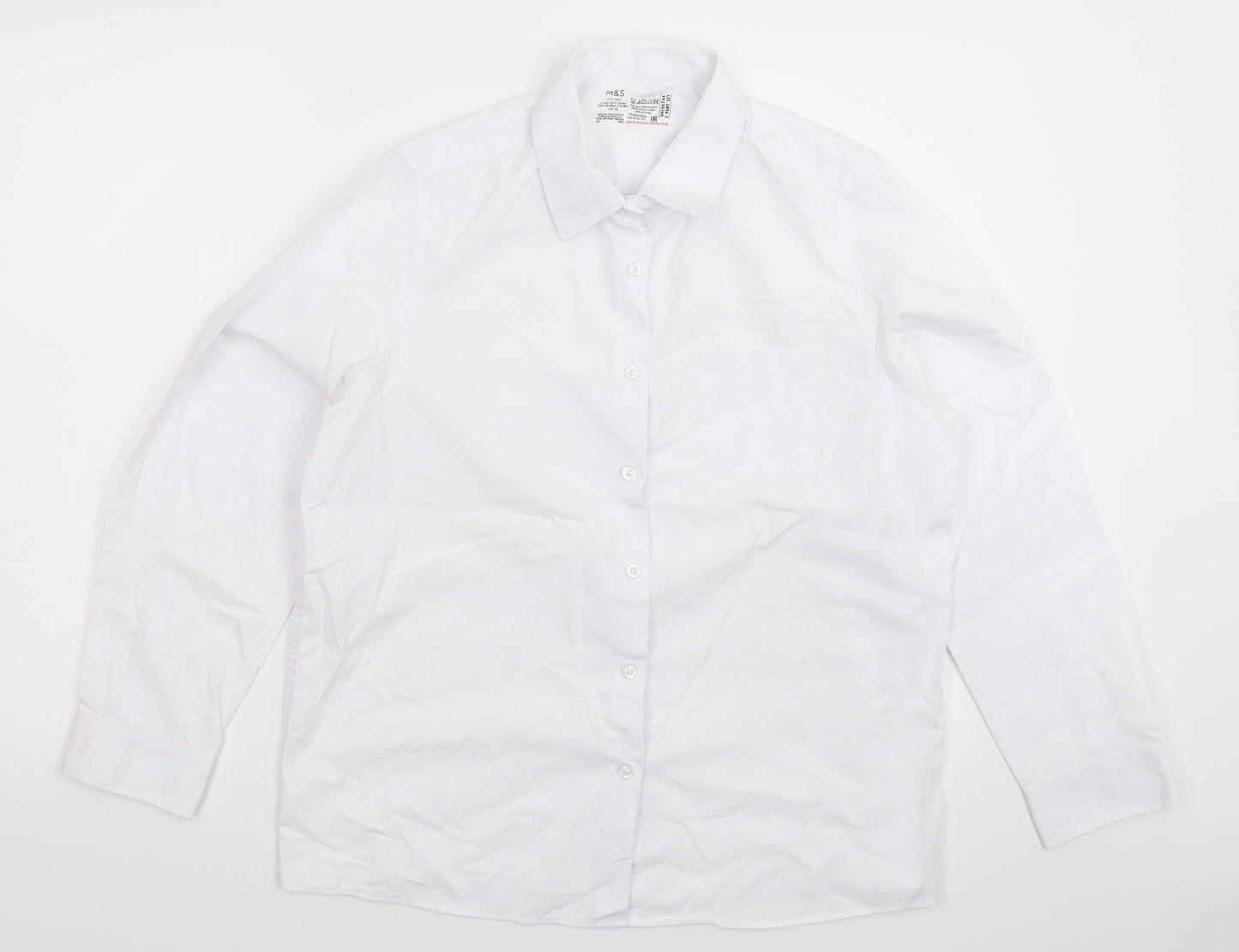 Marks and Spencer Girls White   Basic Button-Up Size 16 Years