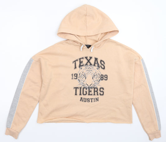 Front view of New Look girls’ beige pullover hoodie, size 14-15, years