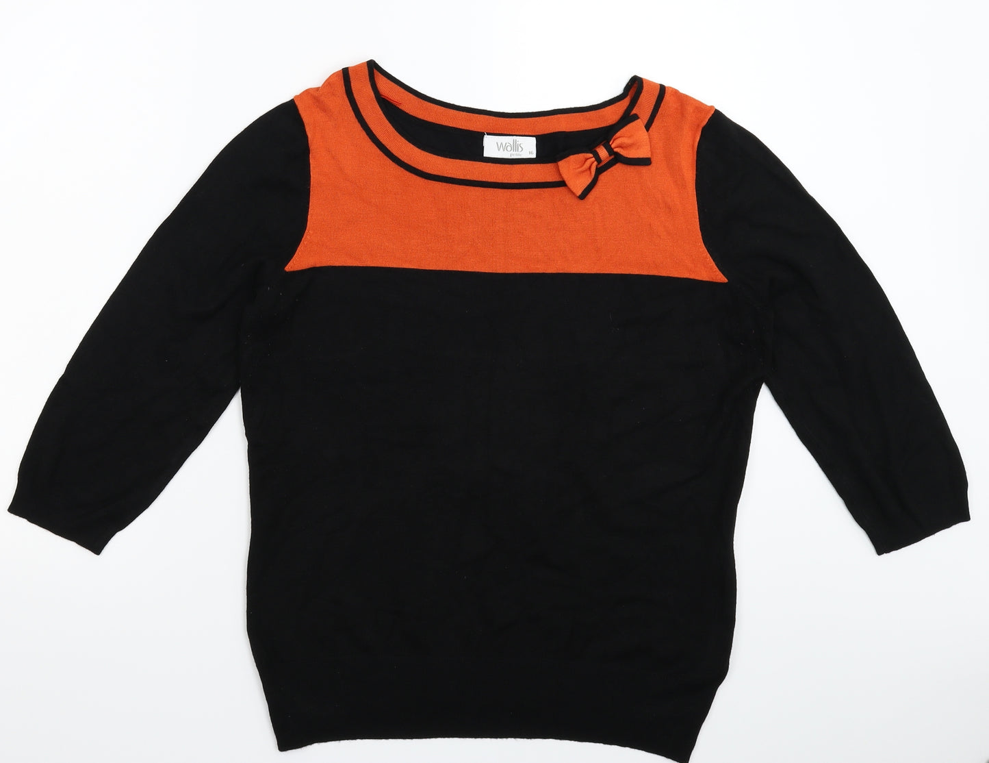 Wallis Womens Black  Knit Pullover Jumper Size 16