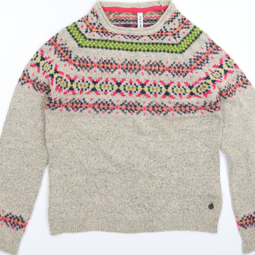Weird Fish Womens Grey Geometric Knit Pullover Jumper Size 12