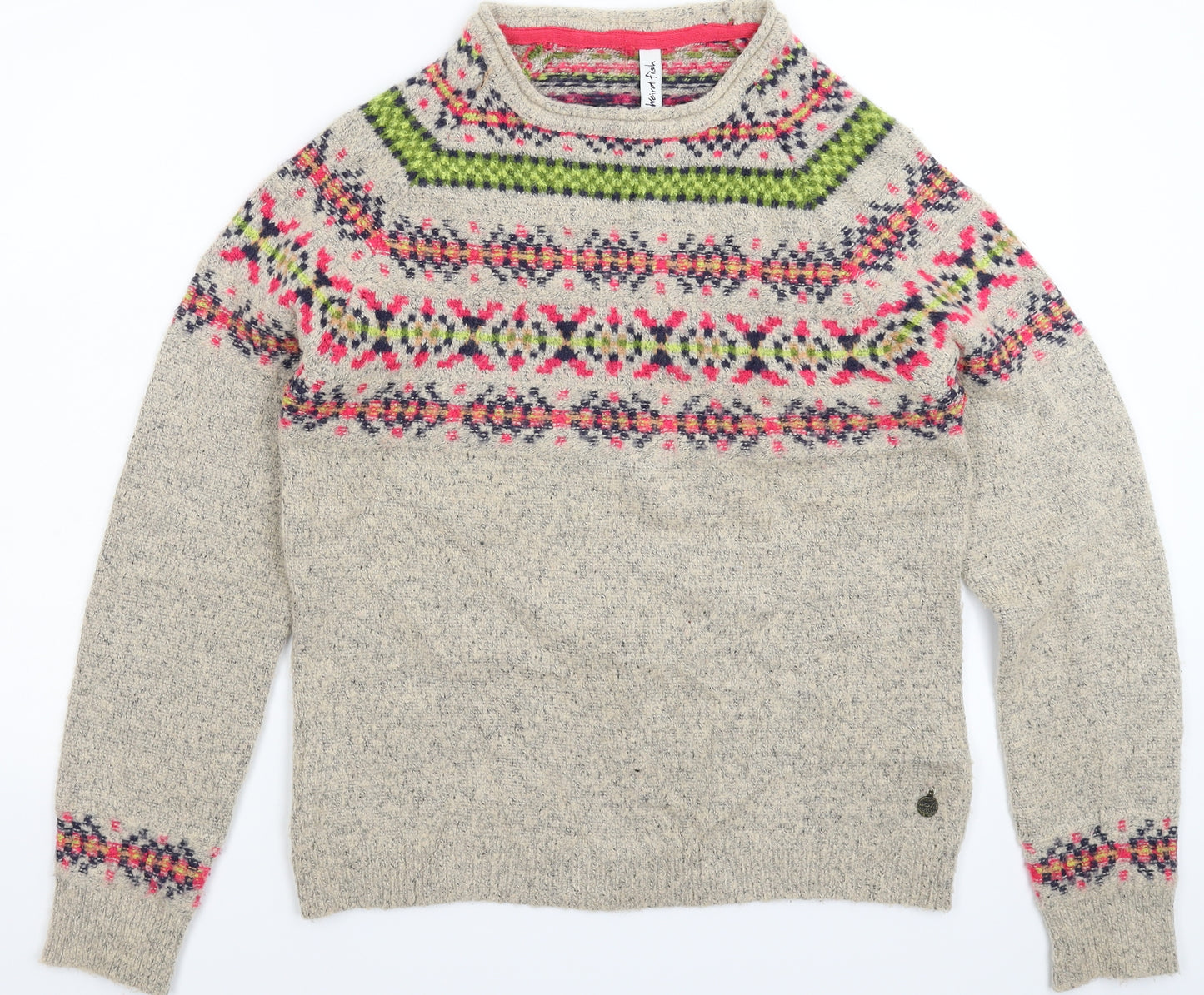 Weird Fish Womens Grey Geometric Knit Pullover Jumper Size 12