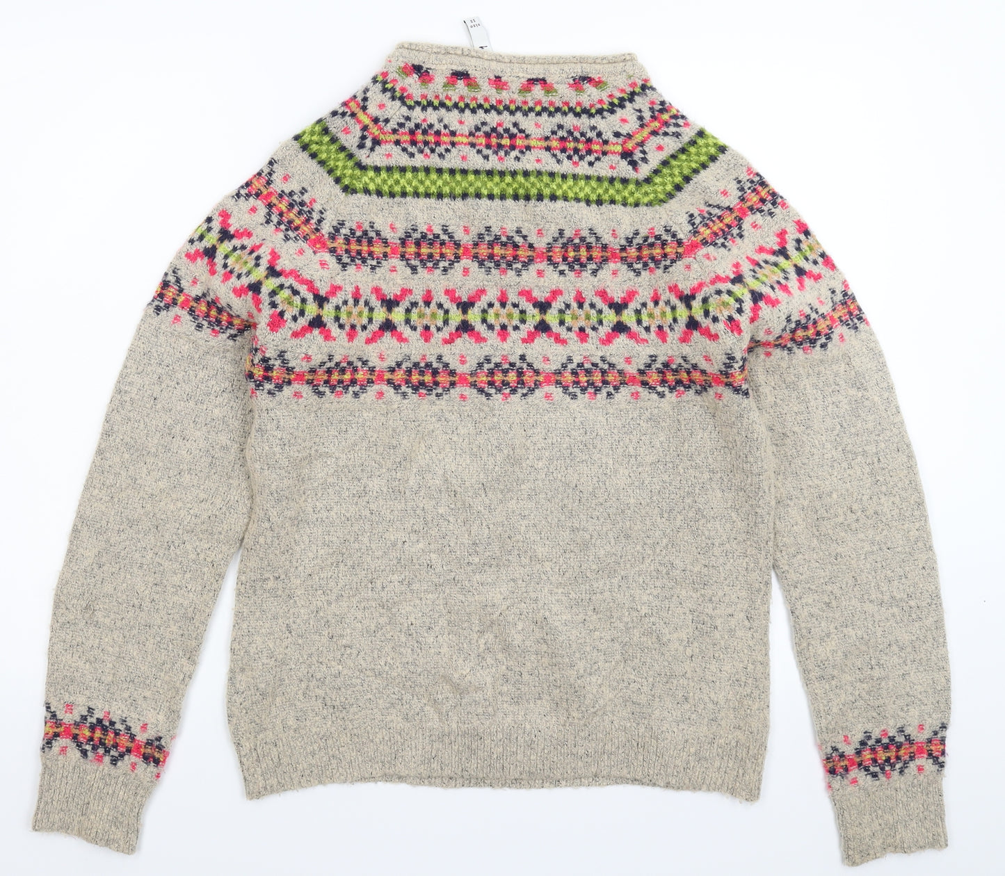 Weird Fish Womens Grey Geometric Knit Pullover Jumper Size 12