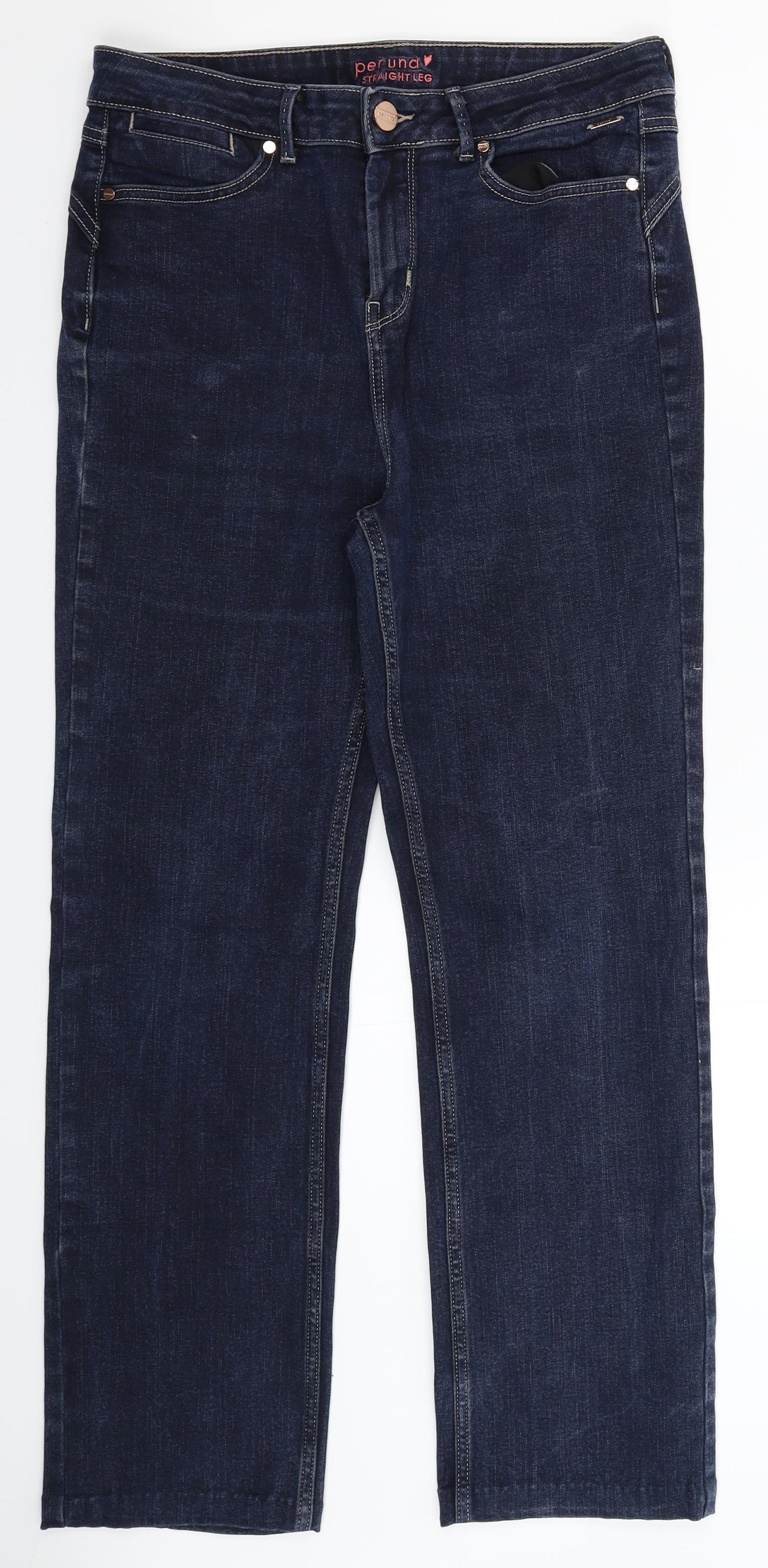 Per Una Womens Blue  Denim Straight Jeans Size 12 L28 in