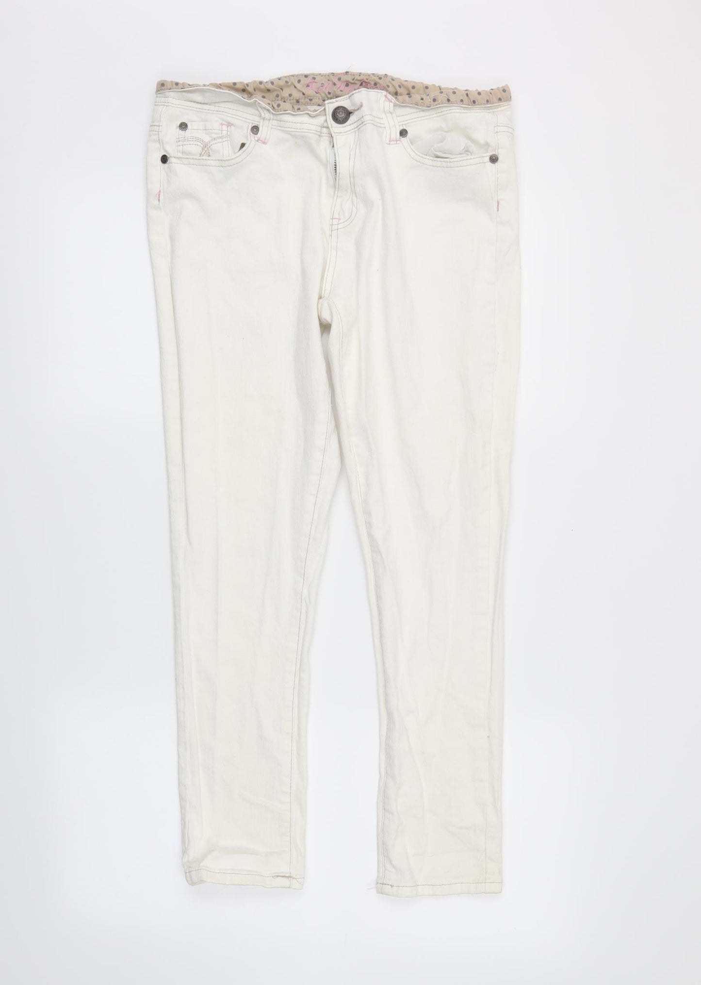 denimco Womens White  Denim Skinny Jeans Size 14 L24 in