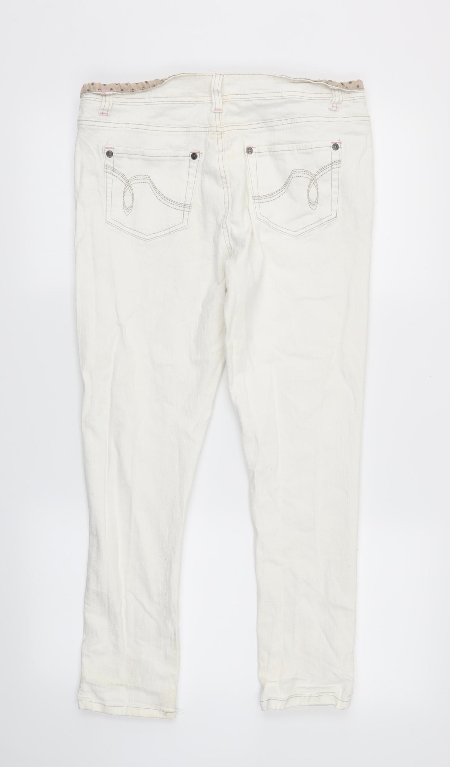 denimco Womens White  Denim Skinny Jeans Size 14 L24 in