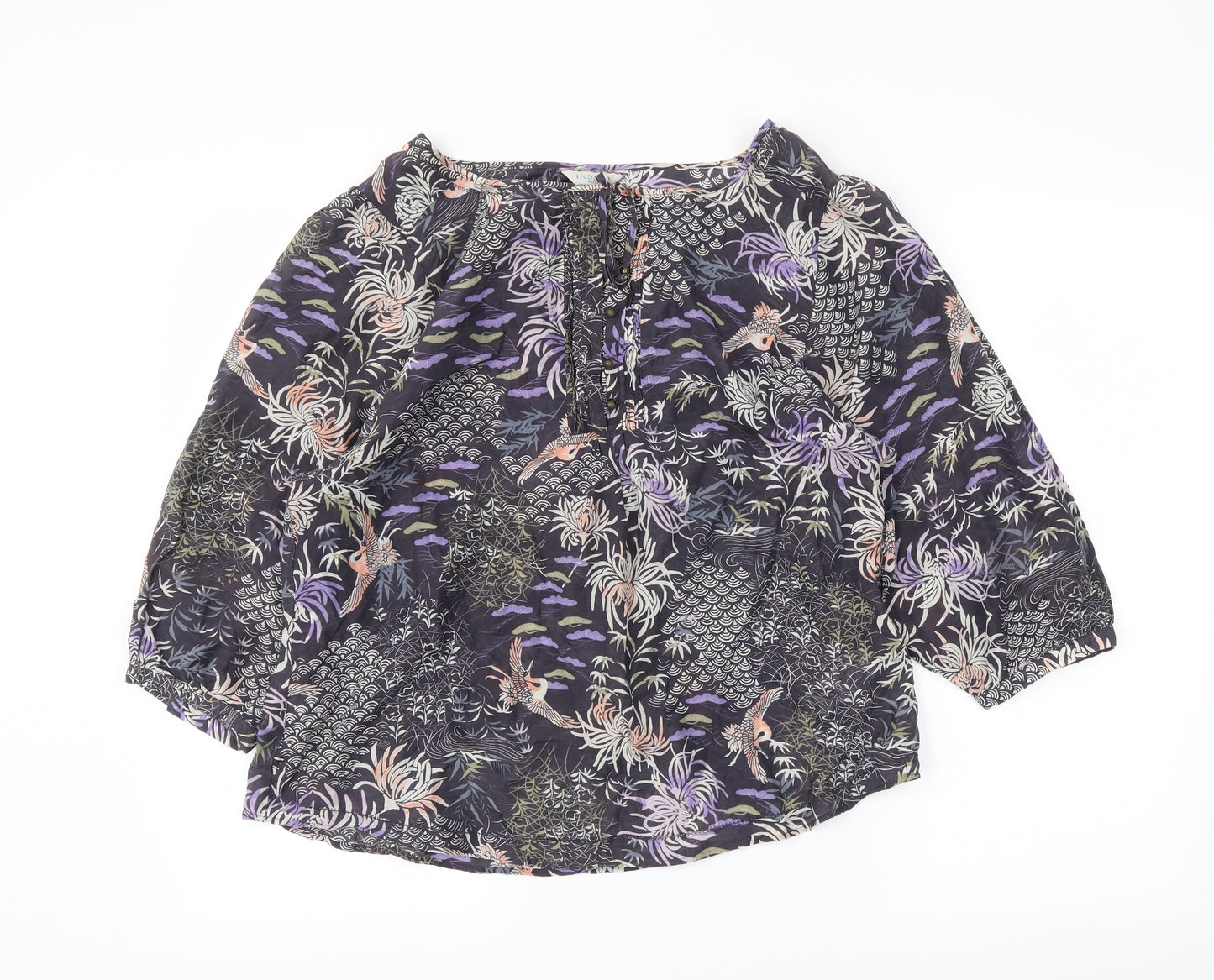 M&S Womens Blue Floral  Basic Blouse Size 12