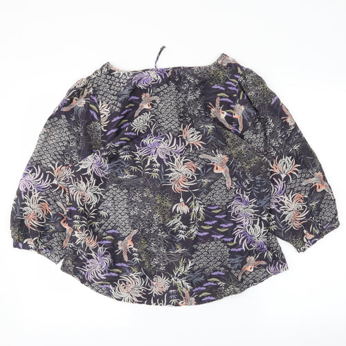 M&S Womens Blue Floral  Basic Blouse Size 12