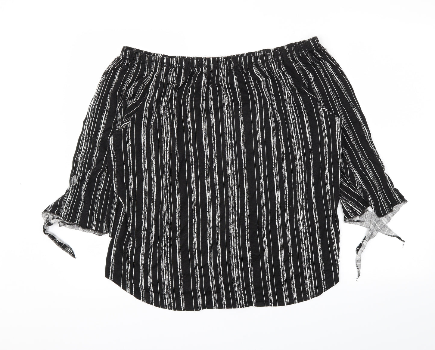 George Womens Black Striped  Basic Blouse Size 18