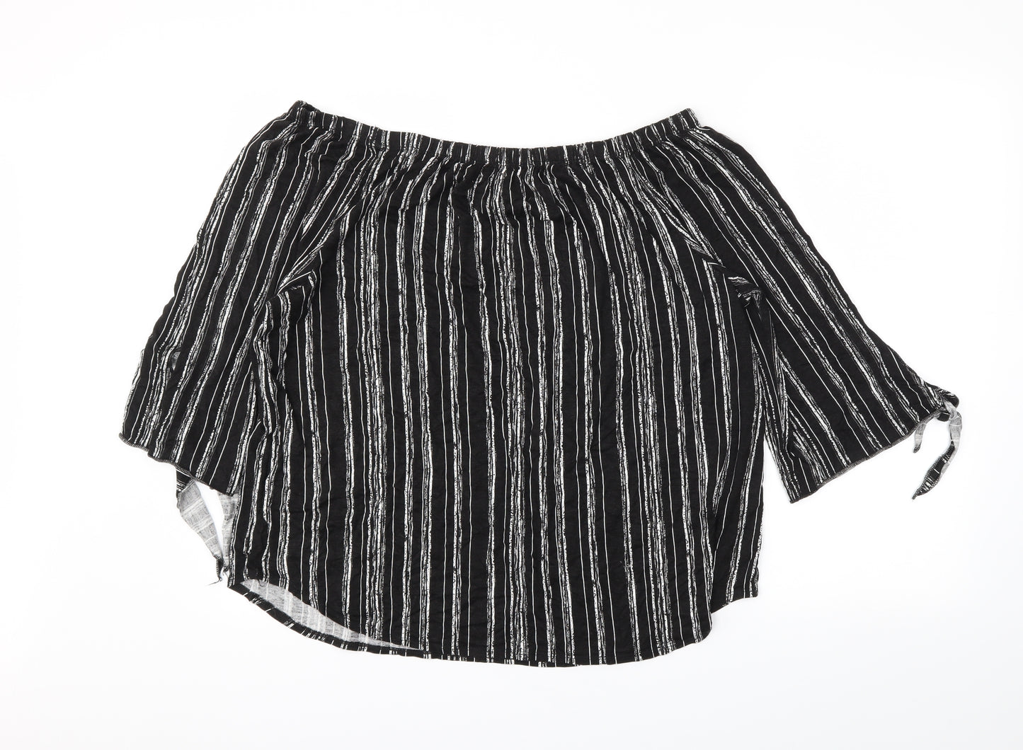 George Womens Black Striped  Basic Blouse Size 18