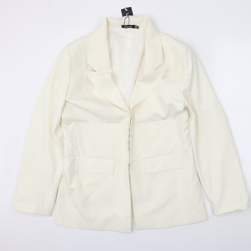 Boohoo Womens White   Jacket Blazer Size 16