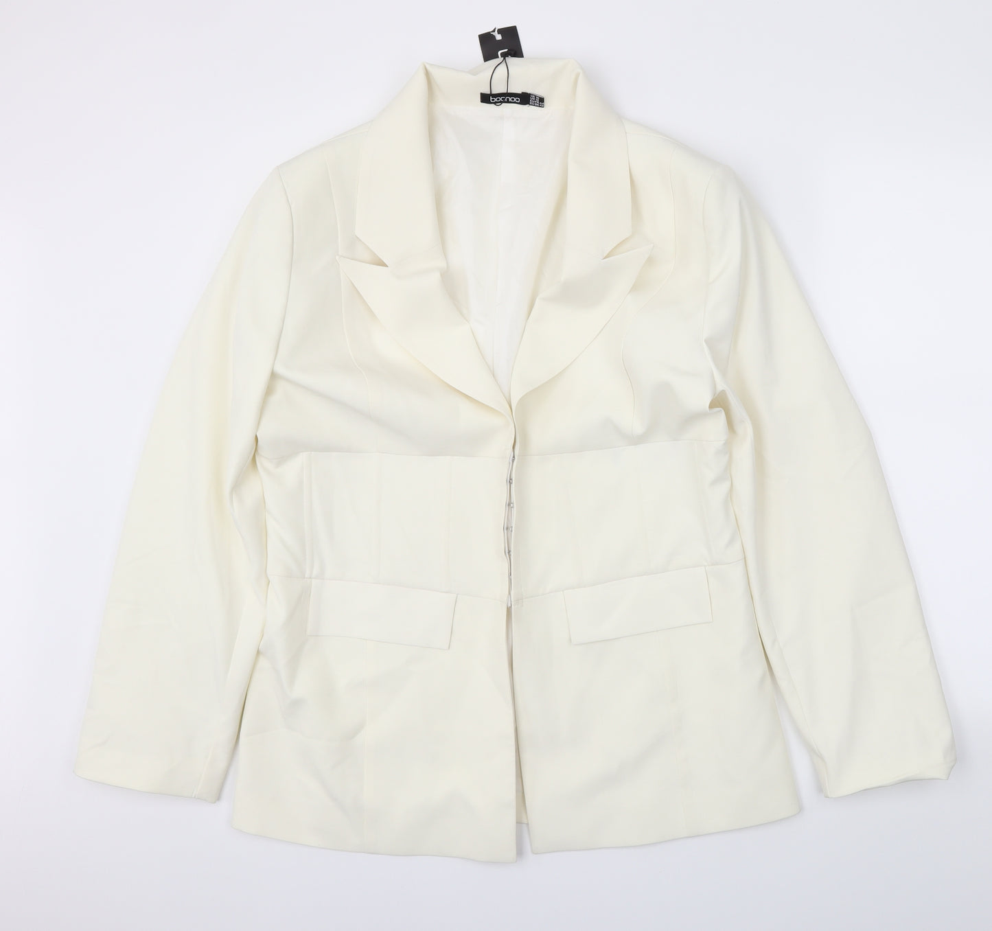Boohoo Womens White   Jacket Blazer Size 16