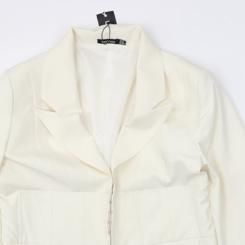 Boohoo Womens White   Jacket Blazer Size 16