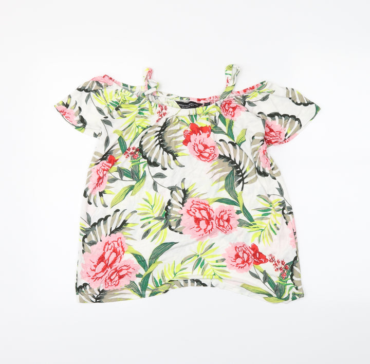 Dorothy Perkins Womens White Floral  Basic Blouse Size 8