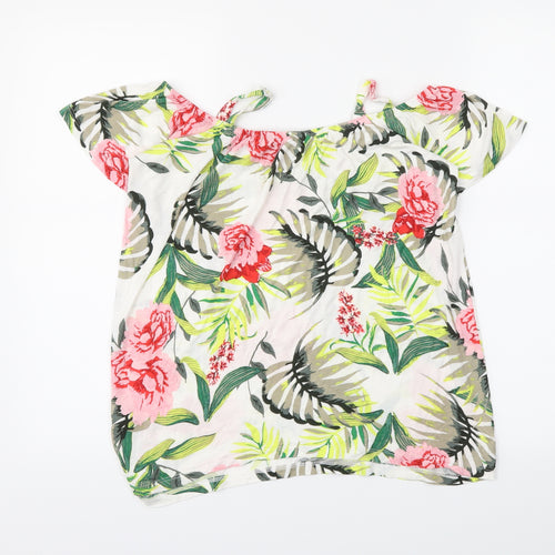 Dorothy Perkins Womens White Floral  Basic Blouse Size 8