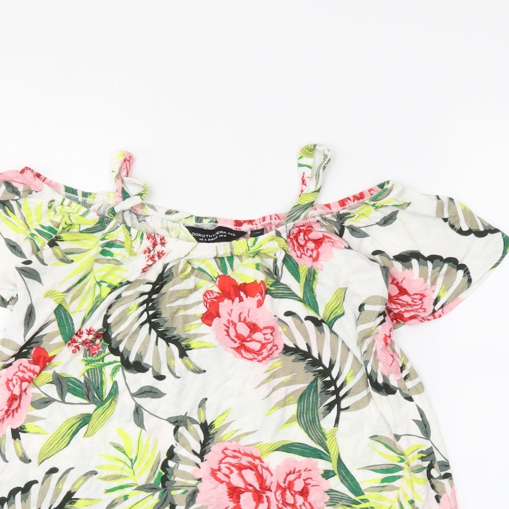 Dorothy Perkins Womens White Floral  Basic Blouse Size 8