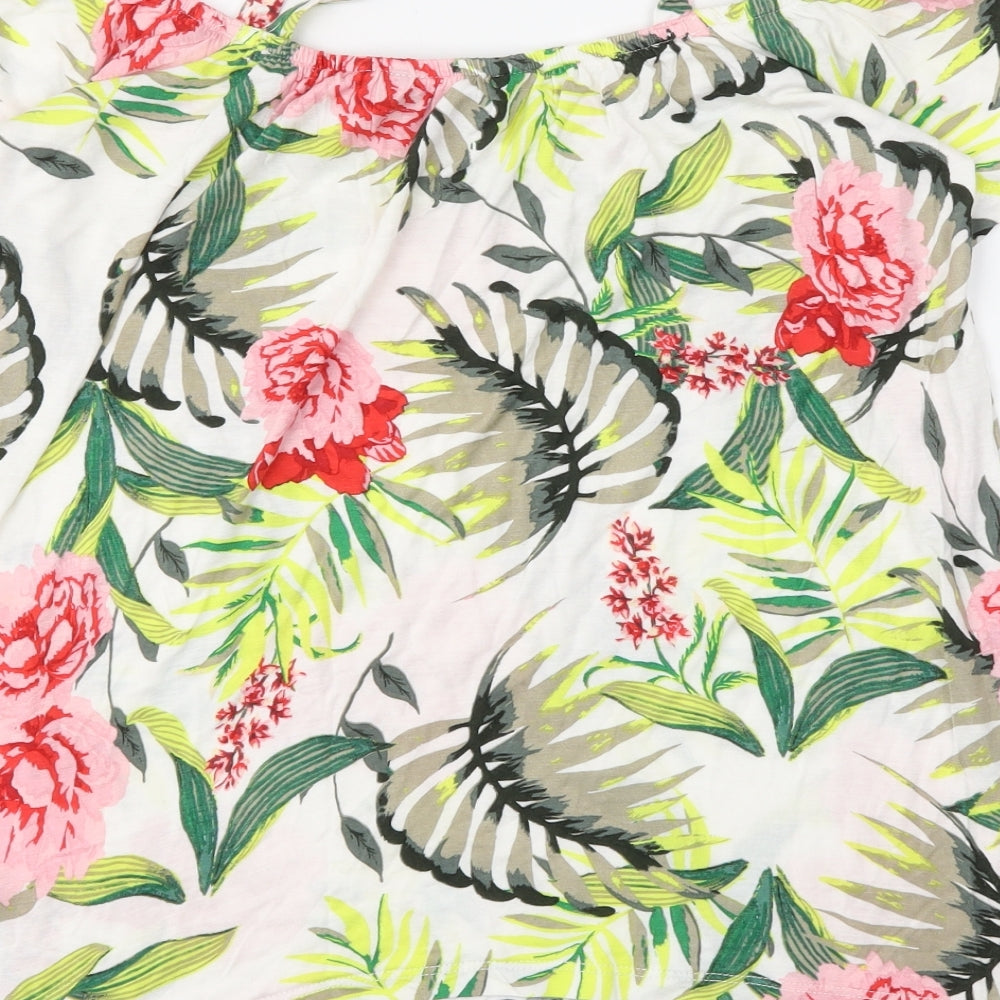 Dorothy Perkins Womens White Floral  Basic Blouse Size 8