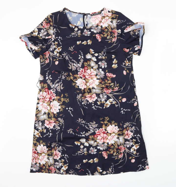 SheIn Womens Blue Floral Shift Size S
