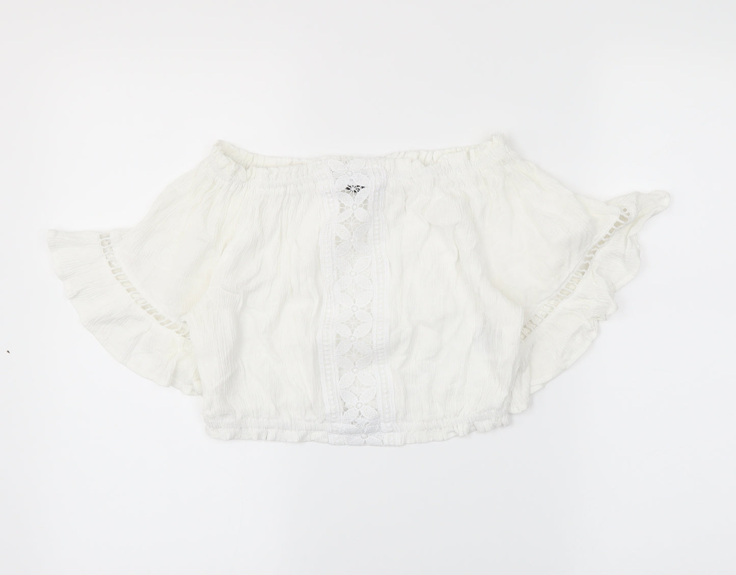 H7M Womens White   Cropped Blouse Size 8