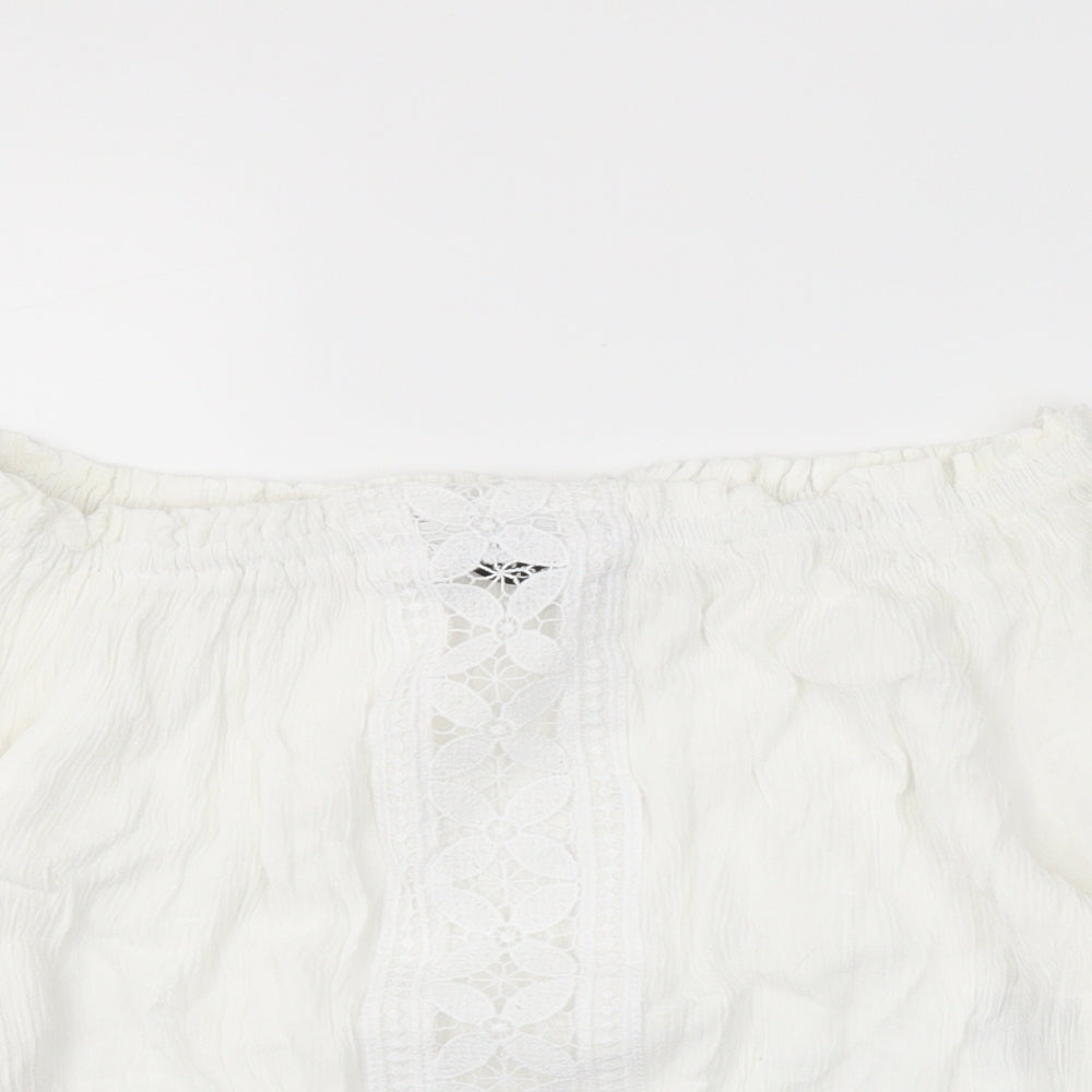 H7M Womens White   Cropped Blouse Size 8