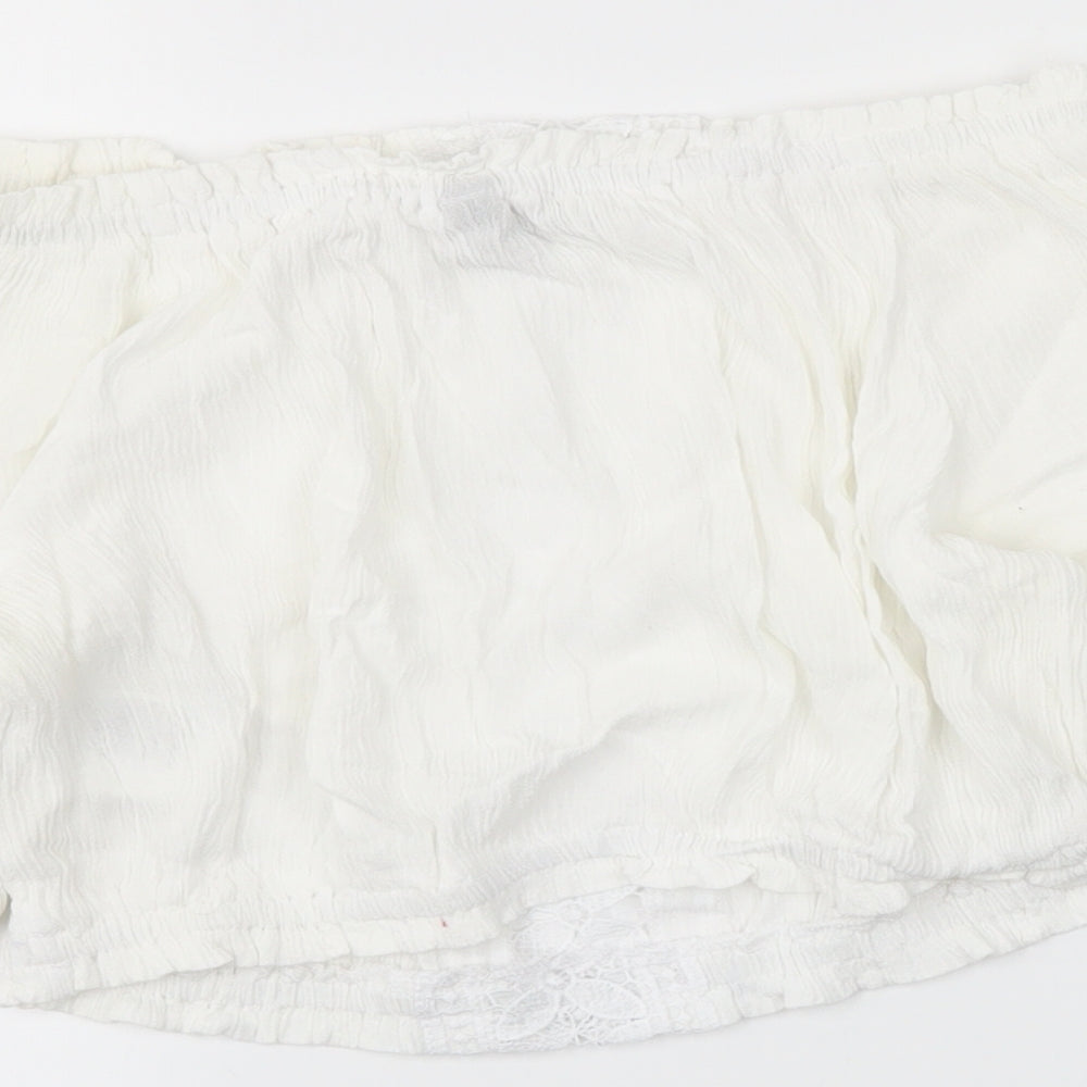 H7M Womens White   Cropped Blouse Size 8