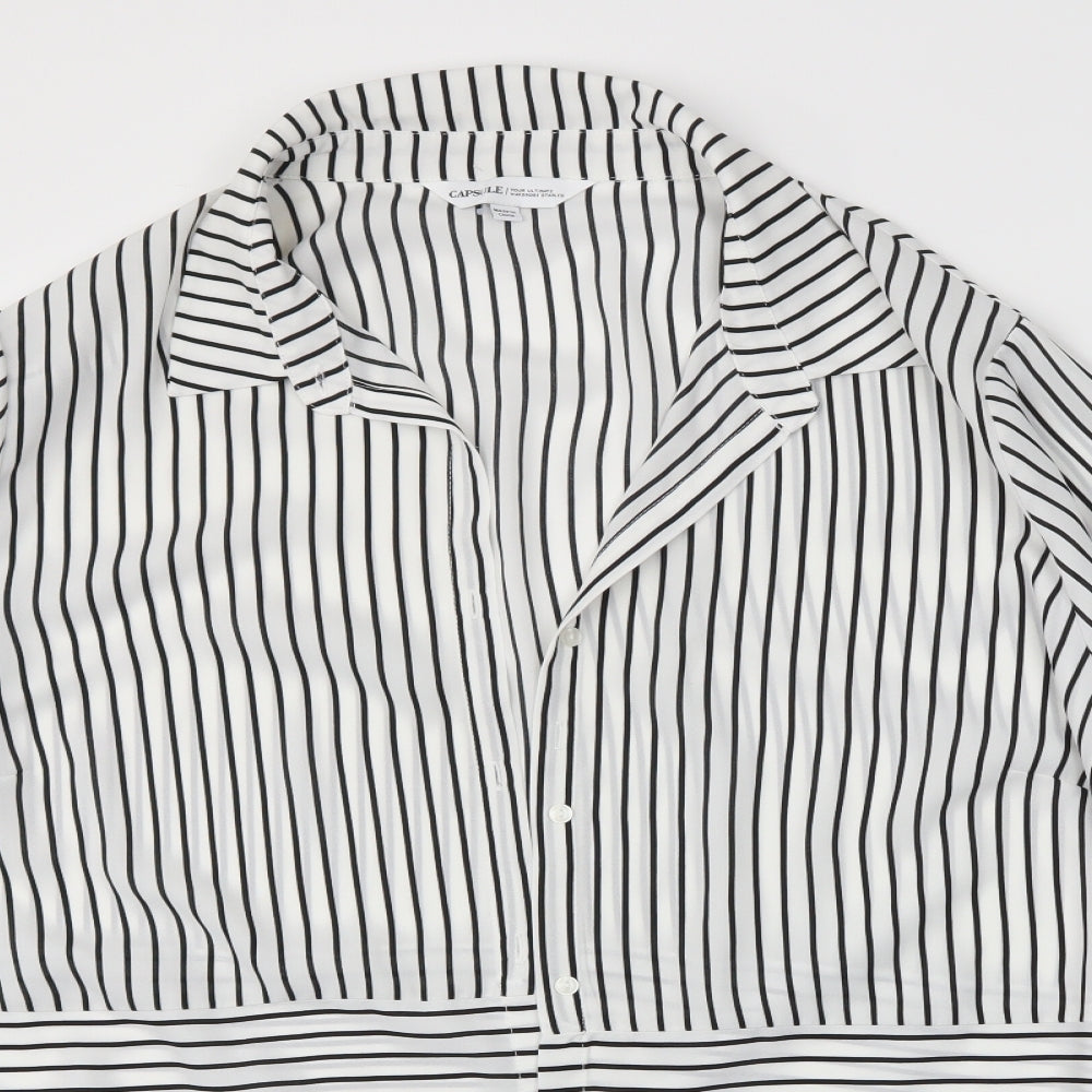 capsule  Womens White Striped  Basic Button-Up Size 26