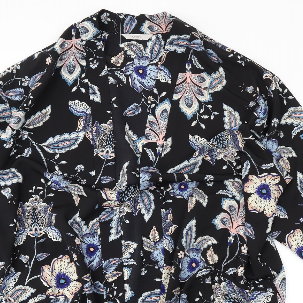 George Womens Black Floral  Kimono Blouse Size 20