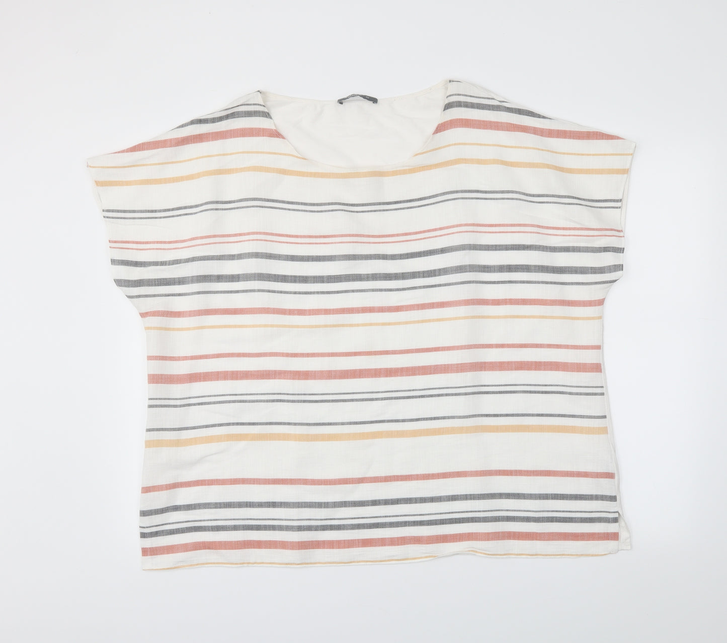 Nutmeg Womens White Striped  Basic Blouse Size 24